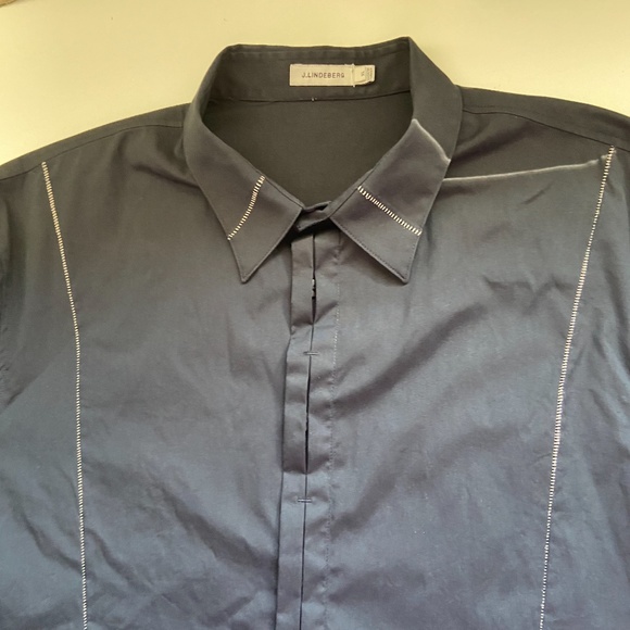 Men's Black Button Down with White Stitching - Picture 4 of 8